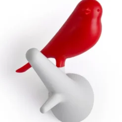 Garderobenhaken Spatzen 2er-Set weiß/rot