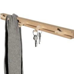 Garderobenleiste ANDERL 60 cm aus Eichenholz mit 5 Kleiderhaken aus Ahorn