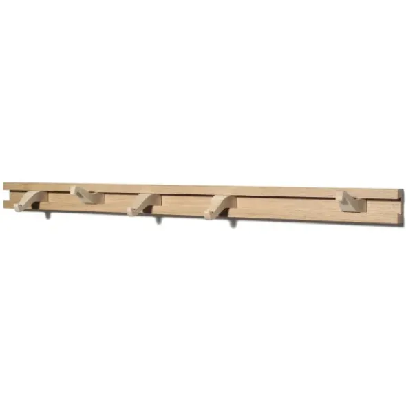 Garderobenleiste ANDERL 60 cm aus Eichenholz mit 5 Kleiderhaken aus Ahorn