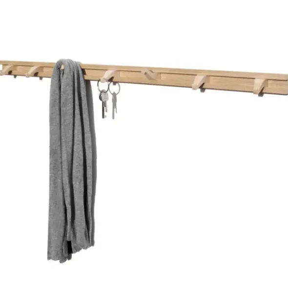 Garderobenleiste ANDERL 85 cm aus Eichenholz mit 7 Kleiderhaken aus Ahorn