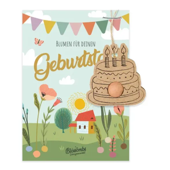 Geburtstagskarte mit Samenkugel - Blumen für deinen Geburtstag