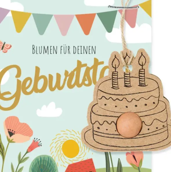Geburtstagskarte mit Samenkugel - Blumen für deinen Geburtstag