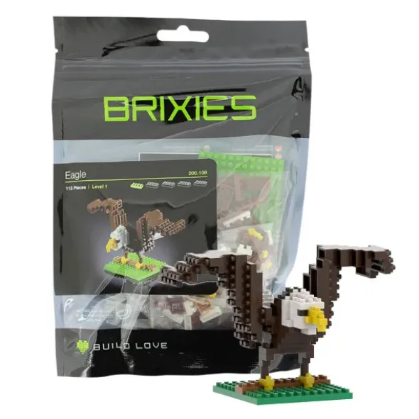 Geschenkbeutel mit BRIXIES Klemmbausatz ADLER - 113 Bausteine | Level 1
