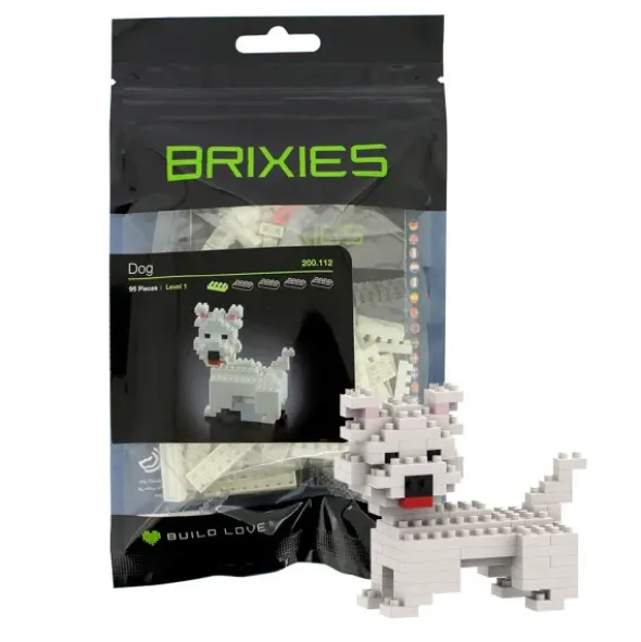 Geschenkbeutel mit BRIXIES Klemmbausatz HUND - 95 Bausteine | Level 1