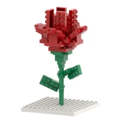 Geschenkkarte Rose mit Brixies Klemmbausatz FLOWER - 55 Bausteine