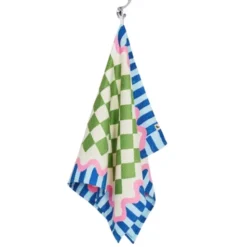 Geschirrtuch MEDITERRANEAN MARBLE 75 x 45 cm – grün weiß kariertes Küchentuch schnelltrocknend