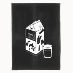 Geschirrtuch mit Motiv Milchtüte - Küchentuch Vitamin D Milk, 100% Bauwolle 50 x 70 cm