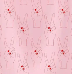 Geschirrtuch mit Motiv Peace – Küchentuch rosa pink, 100% Baumwolle 50 x 70 cm