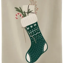 Geschirrtuch mit Motiv Weihnachtsstrumpf – Küchentuch Weihnachten, 100% Baumwolle 50 x 70 cm