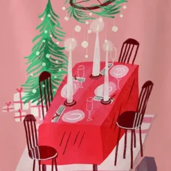 Geschirrtuch mit Motiv Weihnachtstisch – Küchentuch Weihnachten, 100% Baumwolle 50 x 70 cm