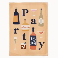 Geschirrtuch Party Drinks – Küchentuch mit Cocktail Motiv, 100% Baumwolle 50 x 70 cm