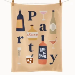 Geschirrtuch Party Drinks – Küchentuch mit Cocktail Motiv, 100% Baumwolle 50 x 70 cm