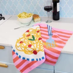Geschirrtuch SPAGHETTI 75 x 45 cm - schnelltrocknendes Küchentuch mit Pasta Design