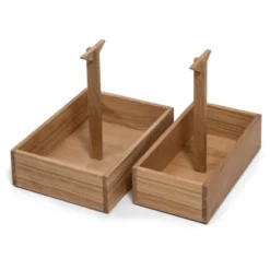 Gewürzkiste aus Eiche mit Tragegriff – Holz Ordnungsbox klein 30 x 15,5 cm
