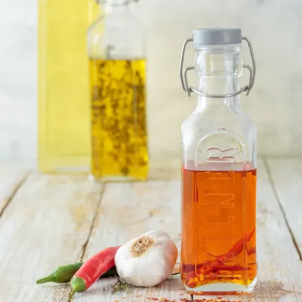 Glasflasche mit Bügelverschluss 1000 ml eckig