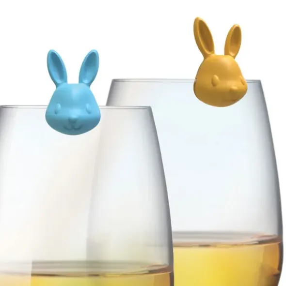 Glasmarker Hasen 8er Set - bunte Markierer für Gläser Hasenkopf