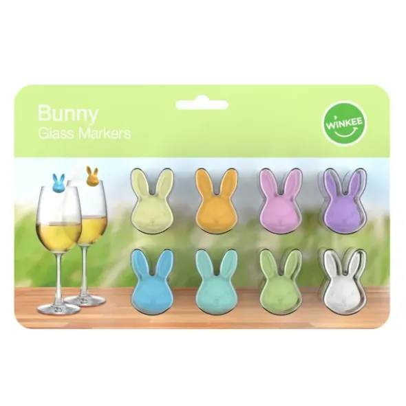 Glasmarker Hasen 8er Set - bunte Markierer für Gläser Hasenkopf