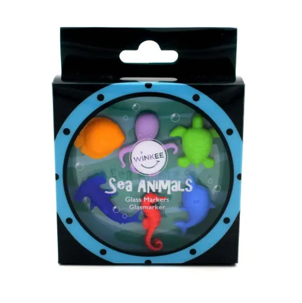 Glasmarker SEA ANIMALS 6 Stück - bunt