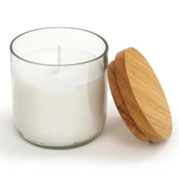 Glas mit Duftkerze und Holzdeckel Eiche, transparent - Lavendelduft