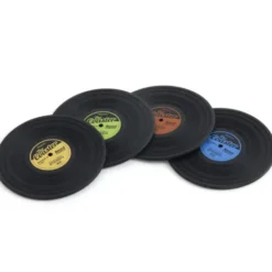 Glasuntersetzer Schallplatte 4er Set - Silikon