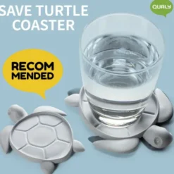 Glasuntersetzer Schildkröte aus recyceltem Kunststoff grau