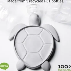 Glasuntersetzer Schildkröte aus recyceltem Kunststoff grau