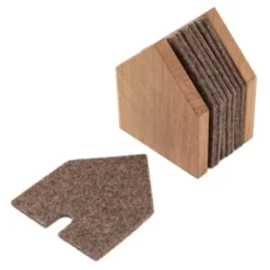 Glasuntersetzer Set GASTHAUS – Eichenholz-Ständer mit 8 Filzuntersetzern natur
