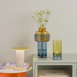 Glasvase AURA Blumenvase 2-teilig amber-blau