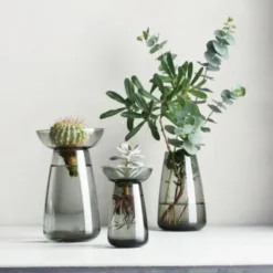 Glasvase für Ableger & Pflanzen – Aqua Culture Vase 20 cm grau