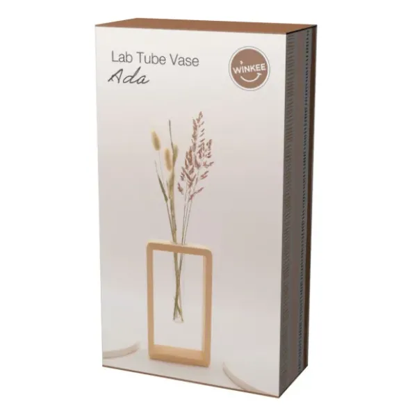 Glasvase mit Holzständer - Holzvase 1 Reagenzglas - SINGLE ADA