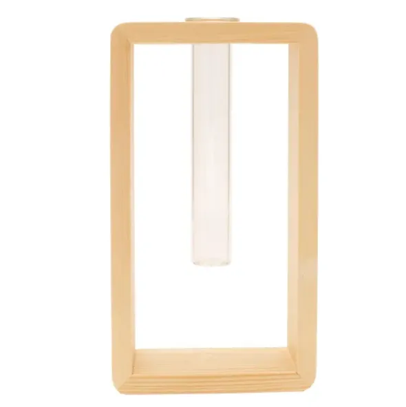 Glasvase mit Holzständer - Holzvase 1 Reagenzglas - SINGLE ADA