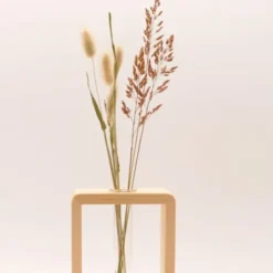 Glasvase mit Holzständer - Holzvase 1 Reagenzglas - SINGLE ADA