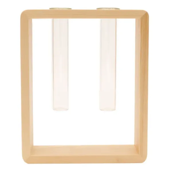 Glasvase mit Holzständer - Holzvase 2 Reagenzgläser - TWIN MARIE