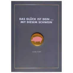 Glücksmünze Glückschwein + Grußkarte Das Glück ist dein...