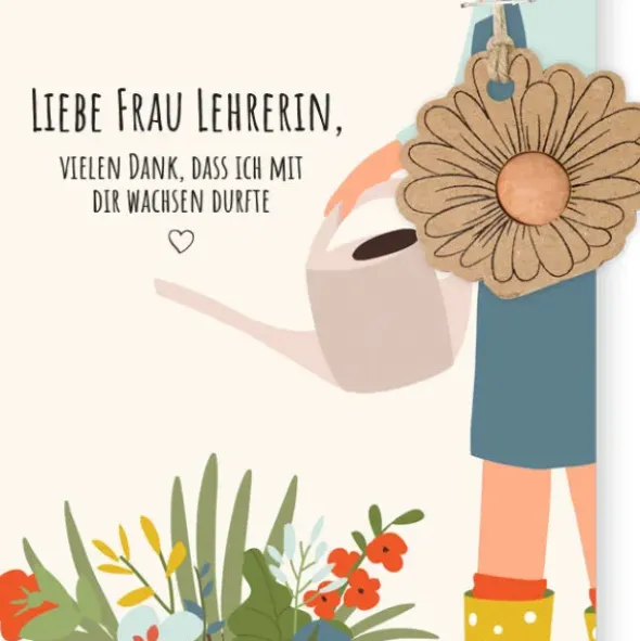 Glückwunschkarte mit Samenkugel - Liebe Frau Lehrerin, ...