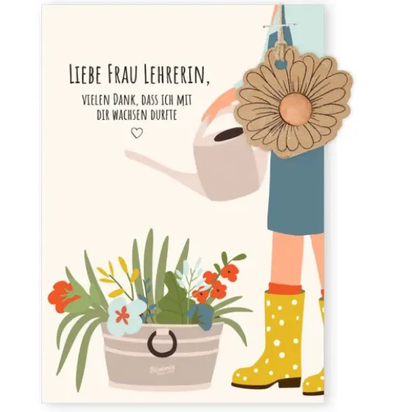 Glückwunschkarte mit Samenkugel - Liebe Frau Lehrerin, ...