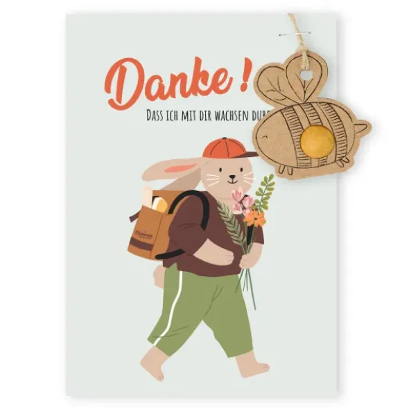 Glückwunschkarte mit Samenkugel - Danke! Dass ich mit dir wachsen durfte