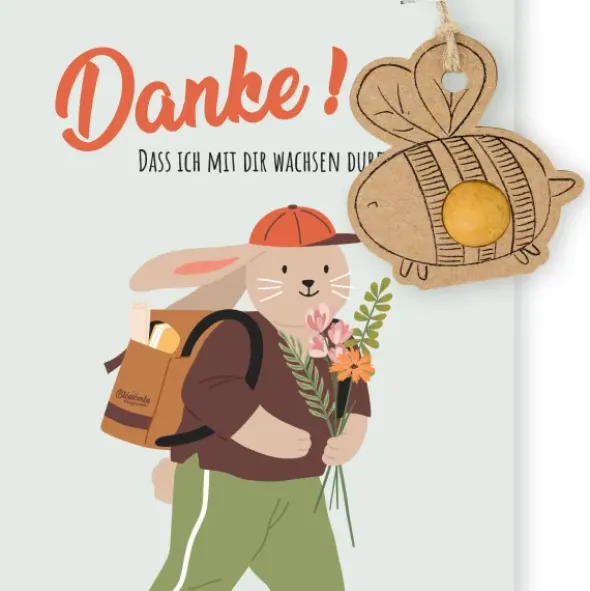 Glückwunschkarte mit Samenkugel - Danke! Dass ich mit dir wachsen durfte