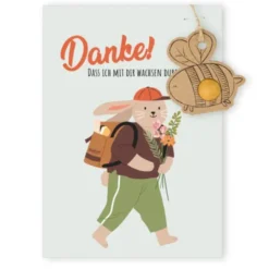 Glückwunschkarte mit Samenkugel - Danke! Dass ich mit dir wachsen durfte
