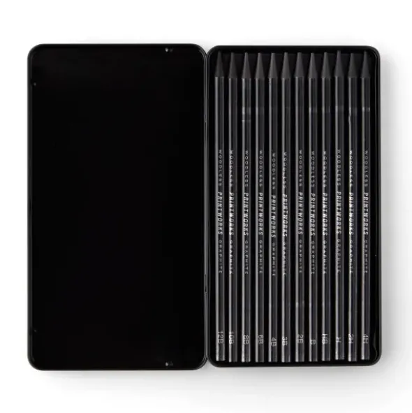 Graphitstifte 12er Set in Metallbox GRAPHITE