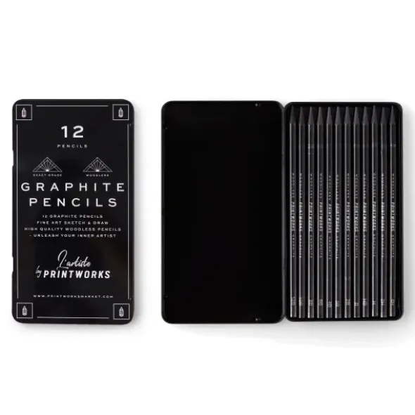Graphitstifte 12er Set in Metallbox GRAPHITE