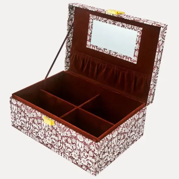 Große Schmuckbox aus Stoff, braun mit weißem Blumenmuster – LIBERTY MORTIMER