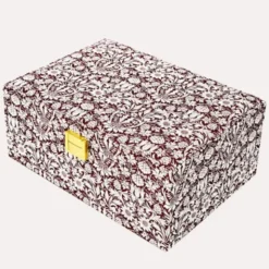 Große Schmuckbox aus Stoff, braun mit weißem Blumenmuster – LIBERTY MORTIMER