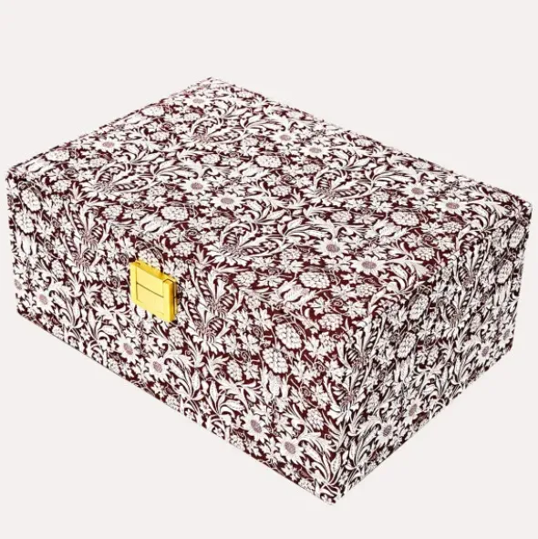 Große Schmuckbox aus Stoff, braun mit weißem Blumenmuster – LIBERTY MORTIMER
