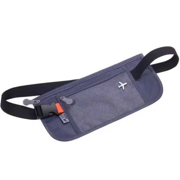Gürteltasche für Dokumente - 2 Reißverschluss Fächer - RFID Schutz, grau