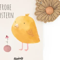 Grußkarte mit Samenkugel - Frohe Ostern! Küken