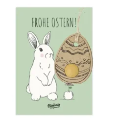 Grußkarte mit Samenkugel - Frohe Ostern! Hase