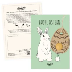 Grußkarte mit Samenkugel - Frohe Ostern! Hase