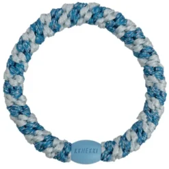 Haargummi KKNEKKI - babyblau glitter gestreift