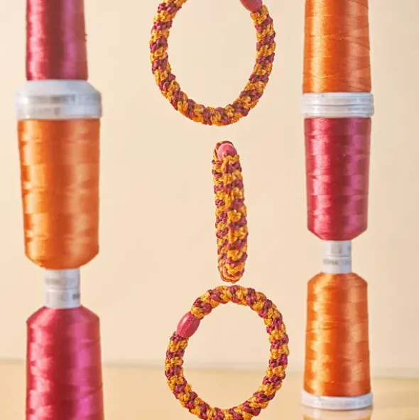Haargummi KKNEKKI - bordeaux orange glitter gestreift